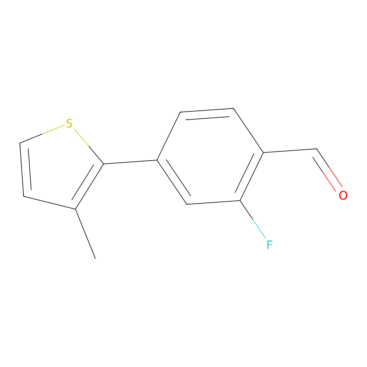 2-Fluoro-4-(3-methylthiophen-2-yl)benzaldehyde molecular structure, CAS 1509628-12-9