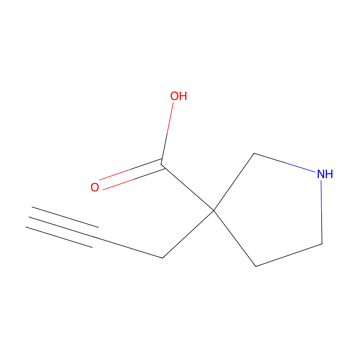 3-(Prop-2-yn-1-yl)pyrrolidine-3-carboxylic acid molecular structure, CAS 1509635-31-7