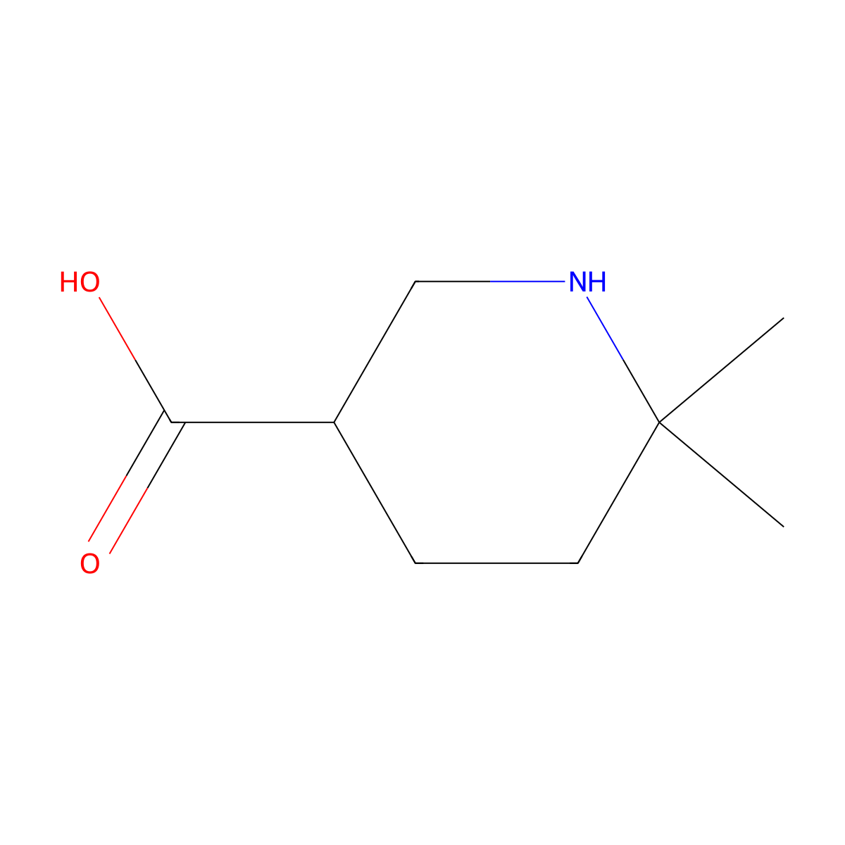 6,6-Dimethylpiperidine-3-carboxylic acid molecular structure, CAS 1509643-04-2