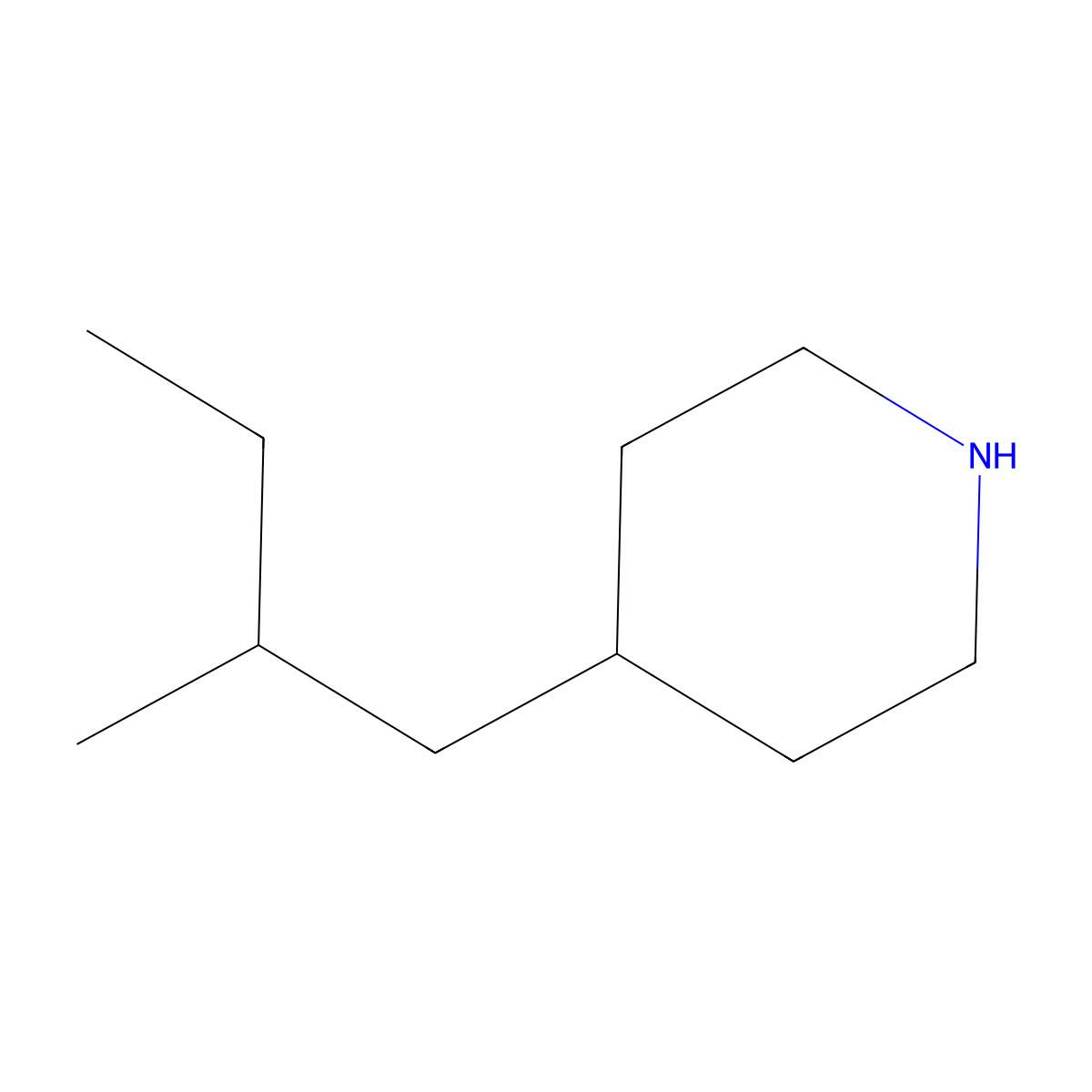 4-(2-Methylbutyl)piperidine molecular structure, CAS 1509644-47-6