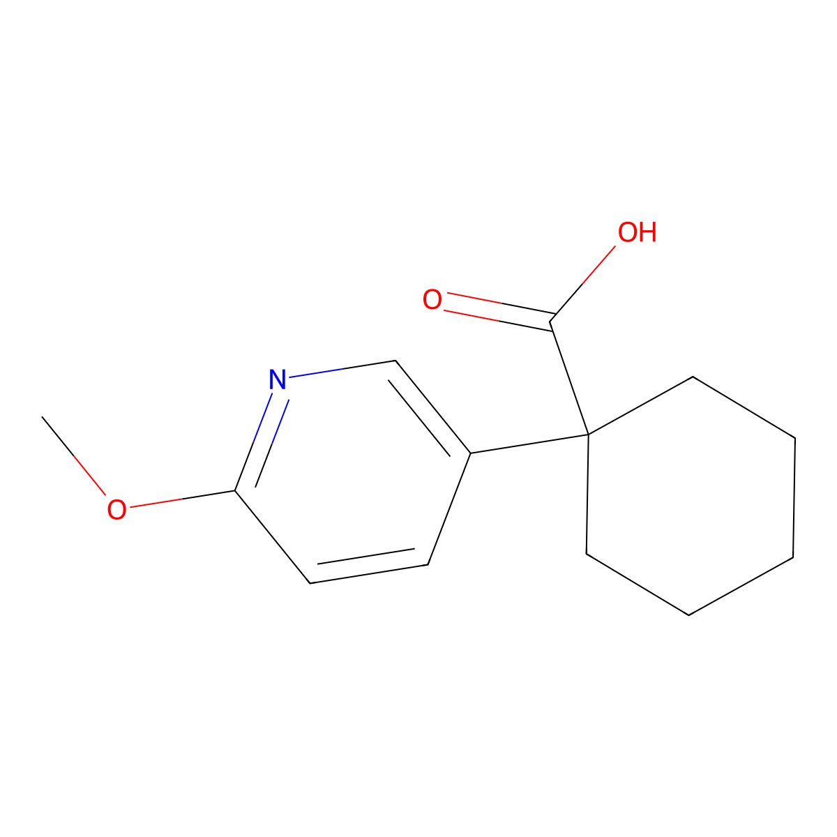 1-(6-Methoxypyridin-3-yl)cyclohexane-1-carboxylic acid molecular structure, CAS 1509649-34-6