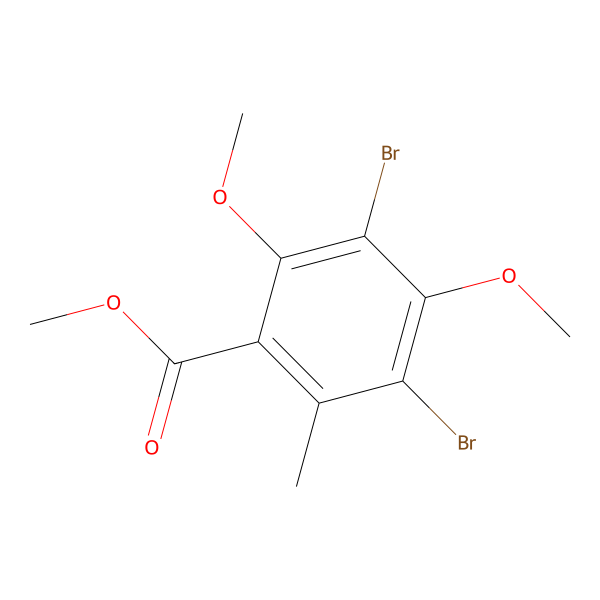 Methyl 3,5-dibromo-2,4-dimethoxy-6-methylbenzoate molecular structure, CAS 150965-73-4