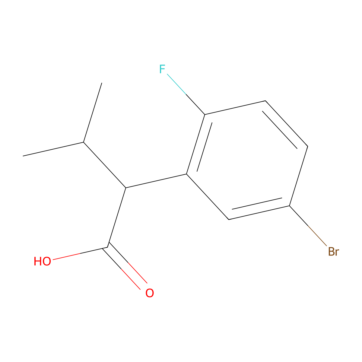 2-(5-Bromo-2-fluorophenyl)-3-methylbutanoic acid molecular structure, CAS 1509658-84-7