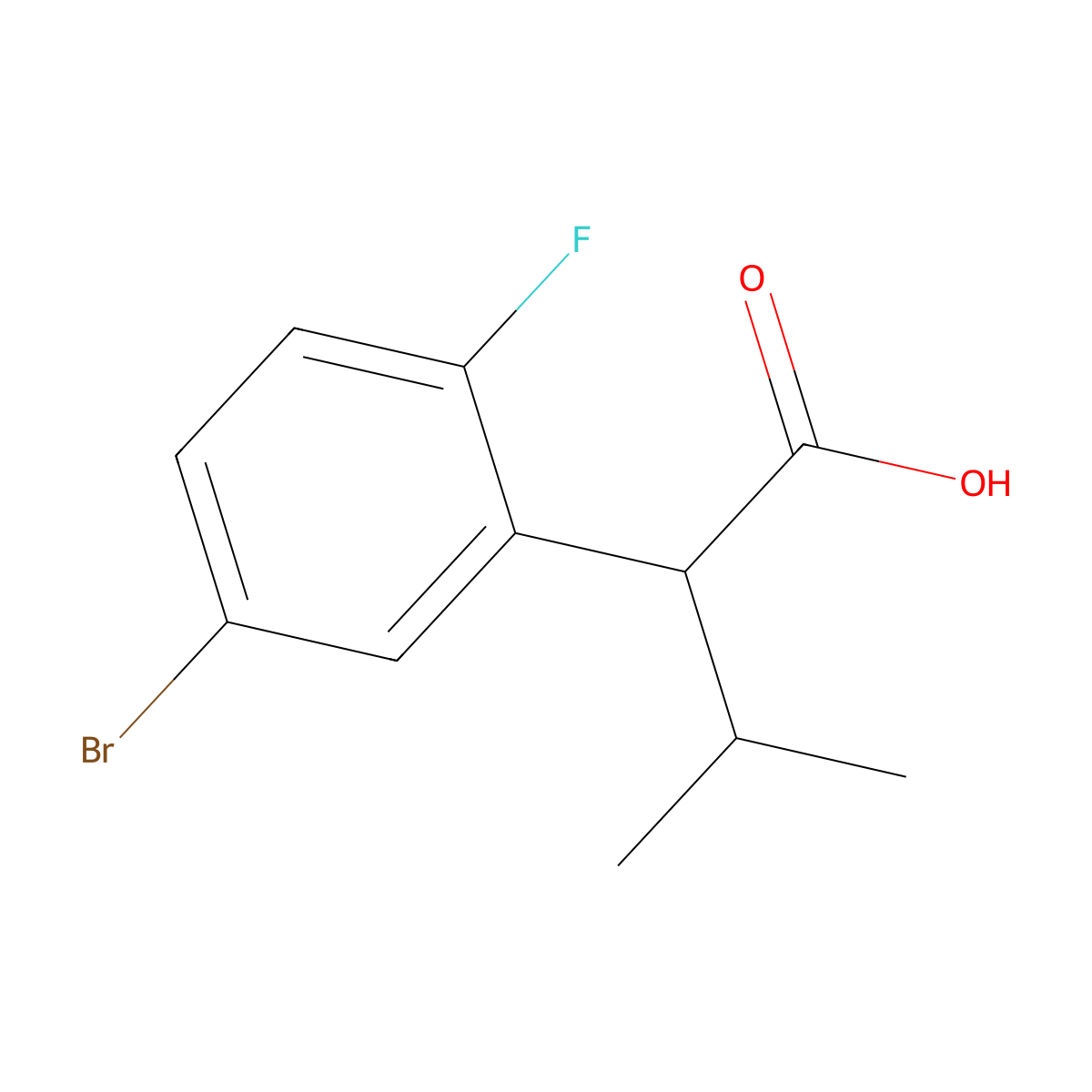 2-(5-Bromo-2-fluorophenyl)-3-methylbutanoic acid molecular structure, CAS 1509658-84-7