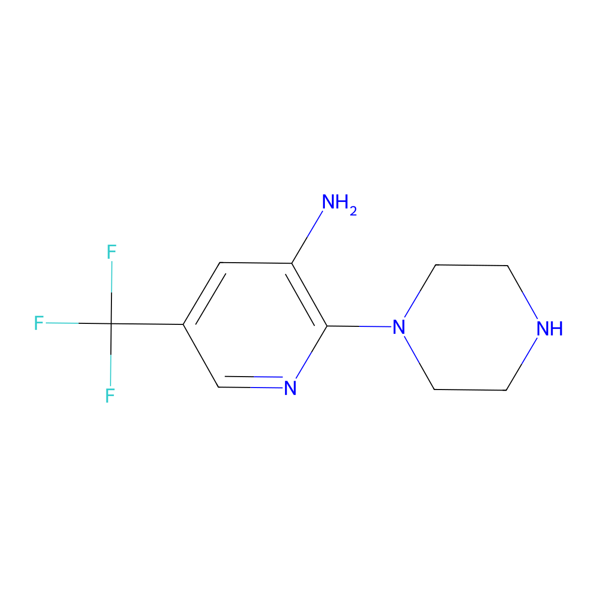 2-(Piperazin-1-yl)-5-(trifluoromethyl)pyridin-3-amine molecular structure, CAS 1509691-05-7