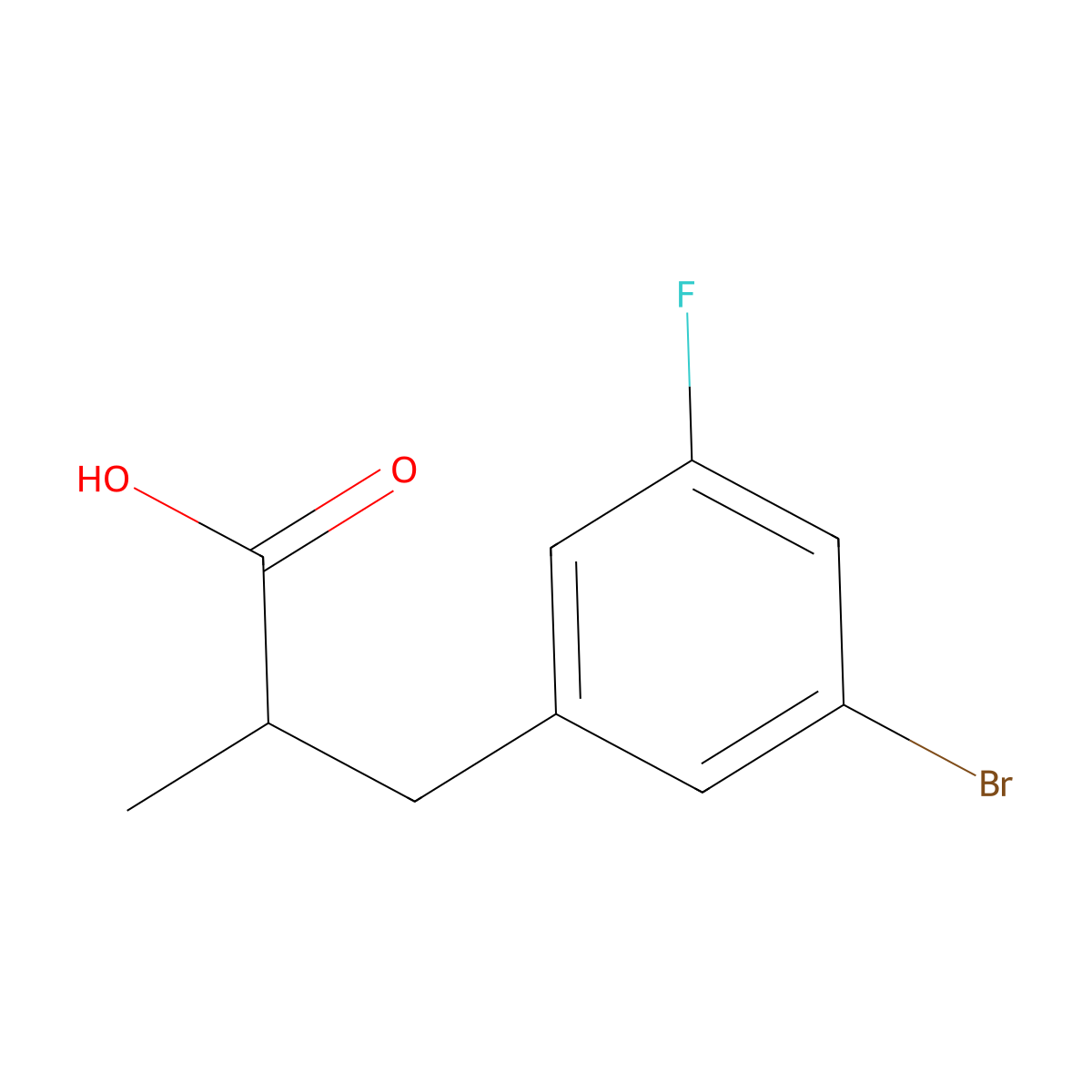 3-(3-Bromo-5-fluorophenyl)-2-methylpropanoic acid molecular structure, CAS 1509698-96-7
