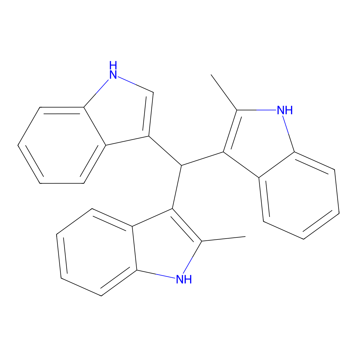3,3'-(1H-Indol-3-ylmethylene)bis(2-methyl-1H-indole) molecular structure, CAS 15097-60-6