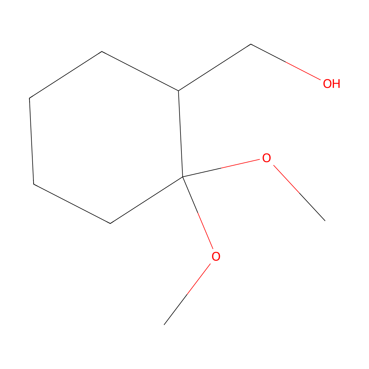 (2,2-Dimethoxycyclohexyl)methanol molecular structure, CAS 150970-28-8