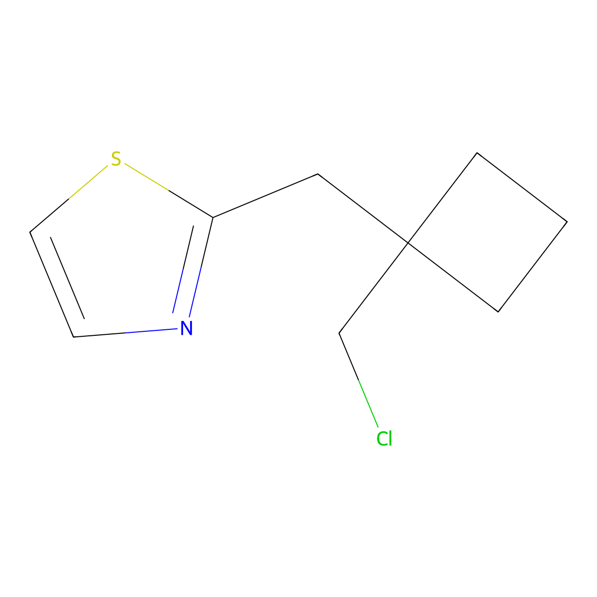 2-{[1-(Chloromethyl)cyclobutyl]methyl}-1,3-thiazole molecular structure, CAS 1509706-75-5