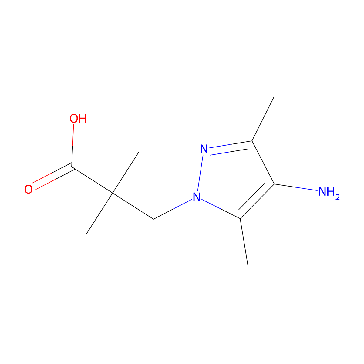 3-(4-Amino-3,5-dimethyl-1h-pyrazol-1-yl)-2,2-dimethylpropanoic acid molecular structure, CAS 1509710-66-0