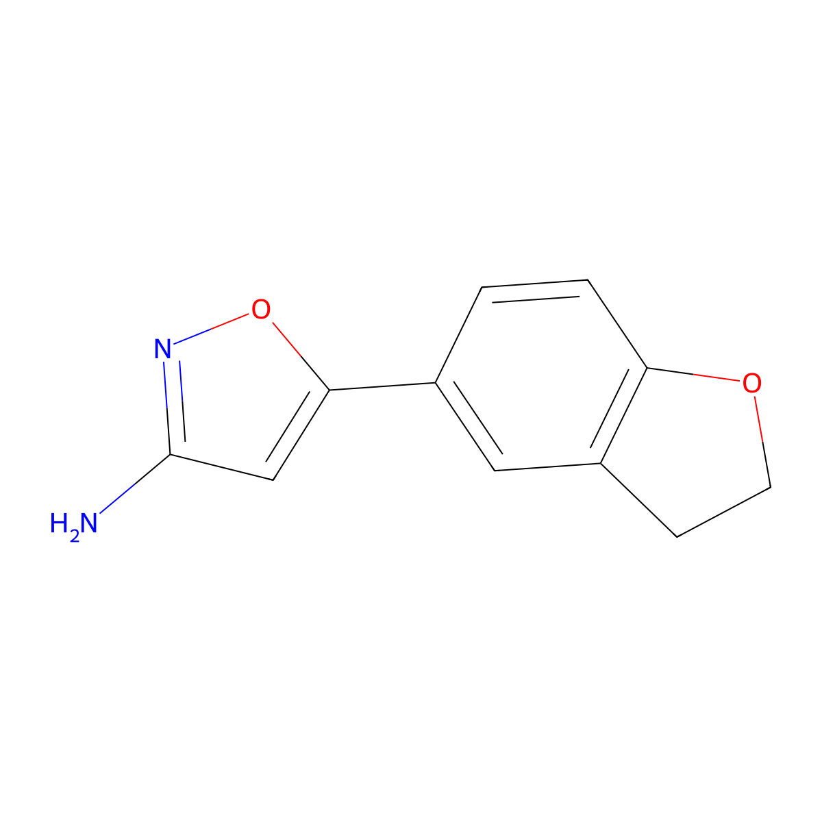 5-(2,3-Dihydro-1-benzofuran-5-yl)-1,2-oxazol-3-amine molecular structure, CAS 1509721-41-8