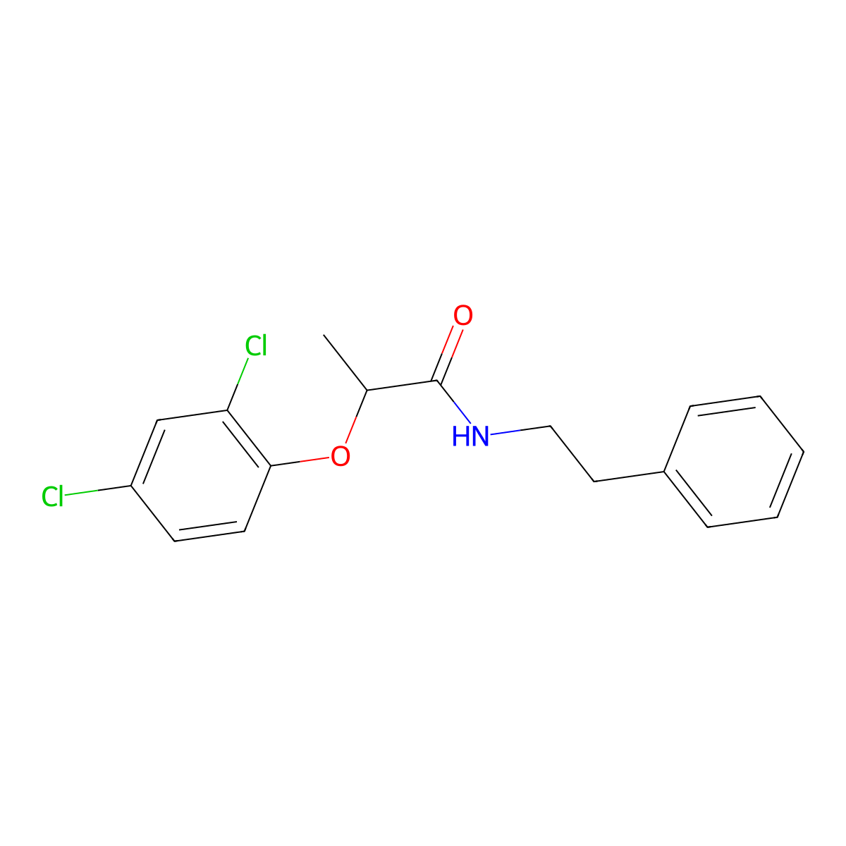 2-(2,4-dichlorophenoxy)-N-(2-phenylethyl)propanamide molecular structure, CAS 150973-49-2