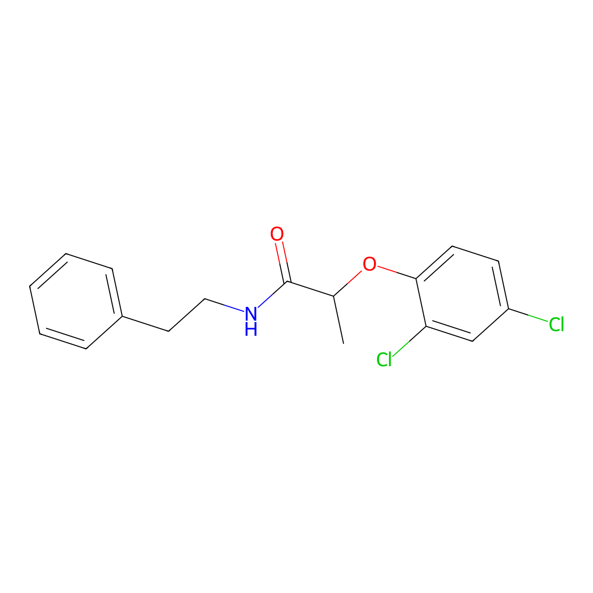 2-(2,4-dichlorophenoxy)-N-(2-phenylethyl)propanamide molecular structure, CAS 150973-49-2
