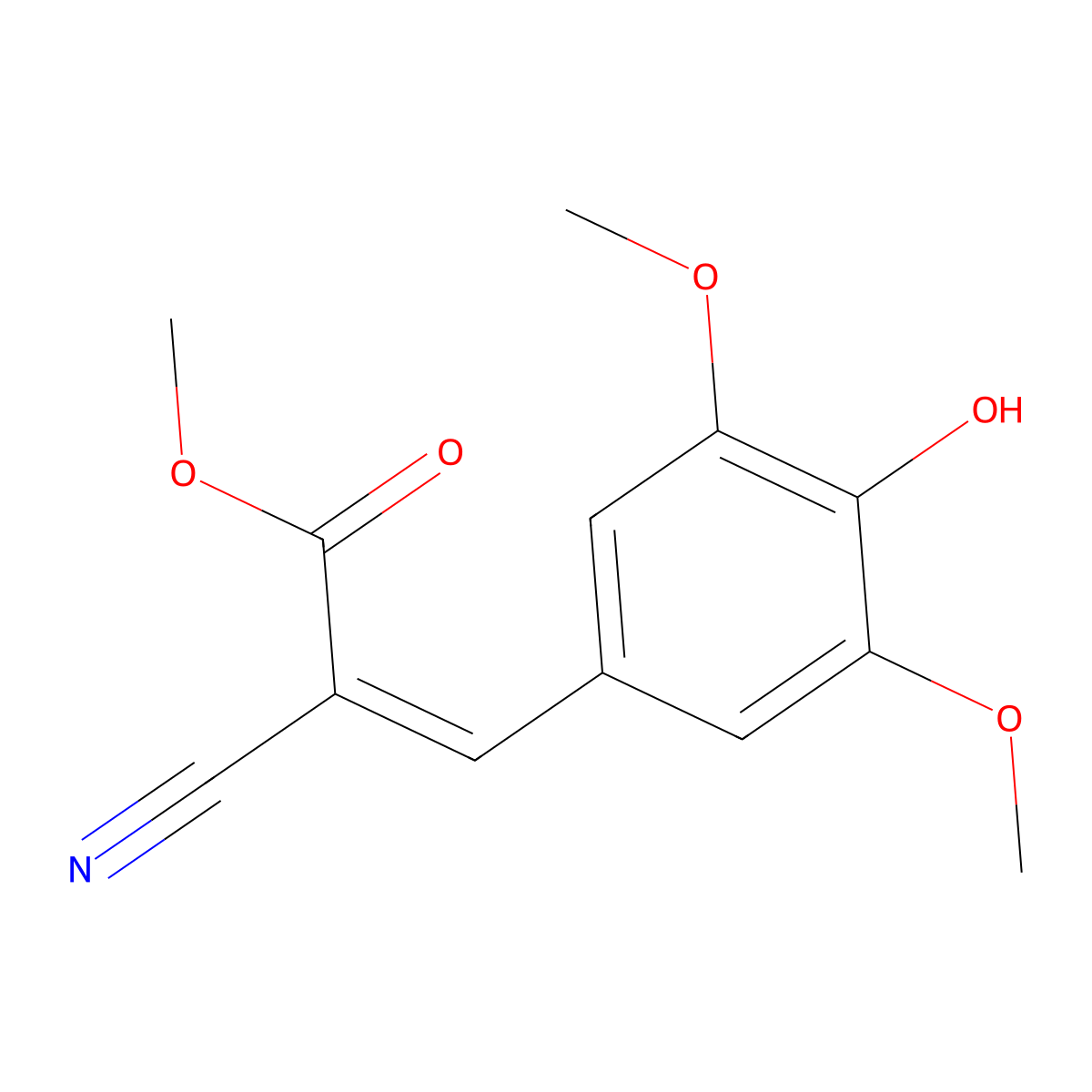 Methyl 2-cyano-3-(4-hydroxy-3,5-dimethoxyphenyl)prop-2-enoate molecular structure, CAS 150973-64-1