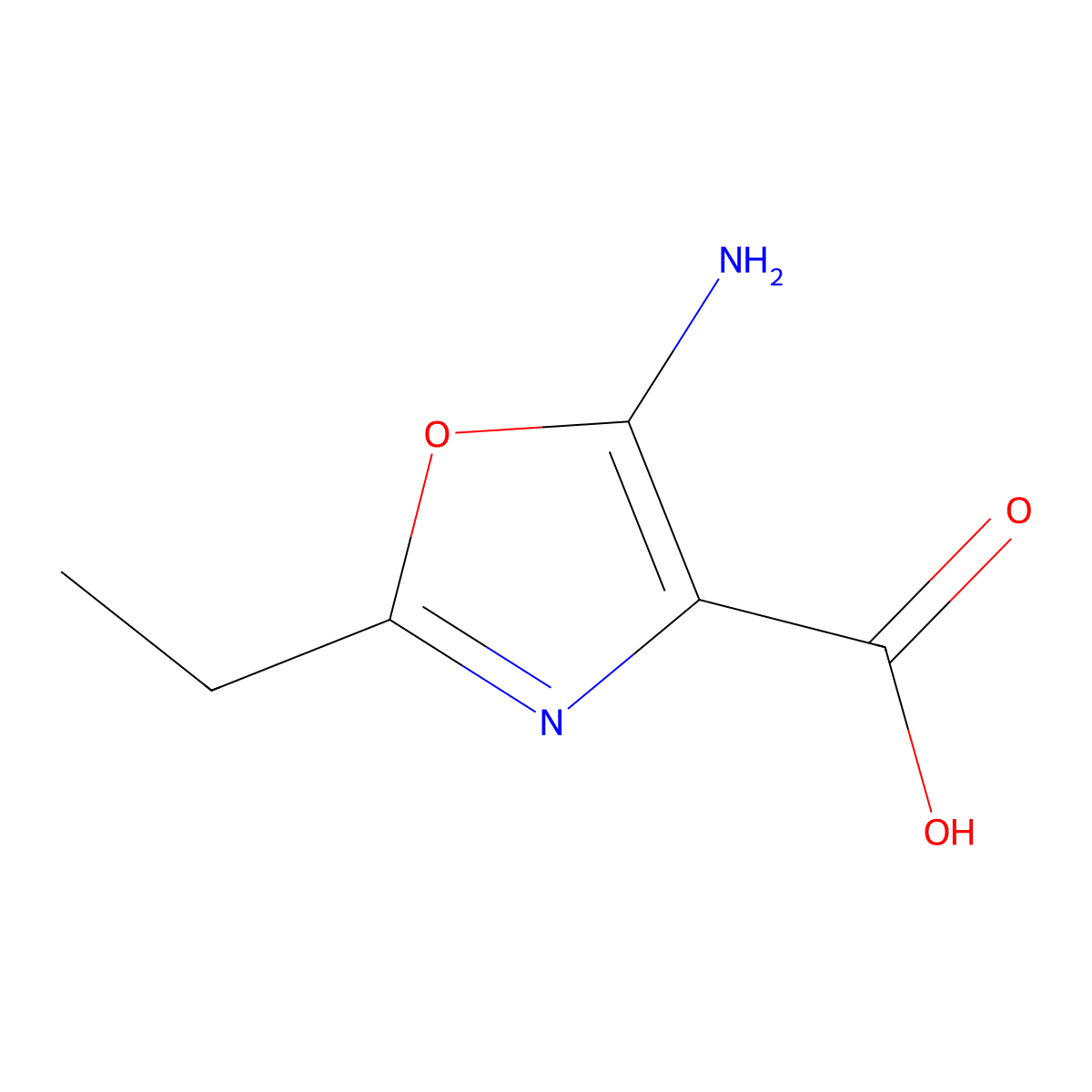 5-Amino-2-ethyl-1,3-oxazole-4-carboxylic acid molecular structure, CAS 1509748-61-1