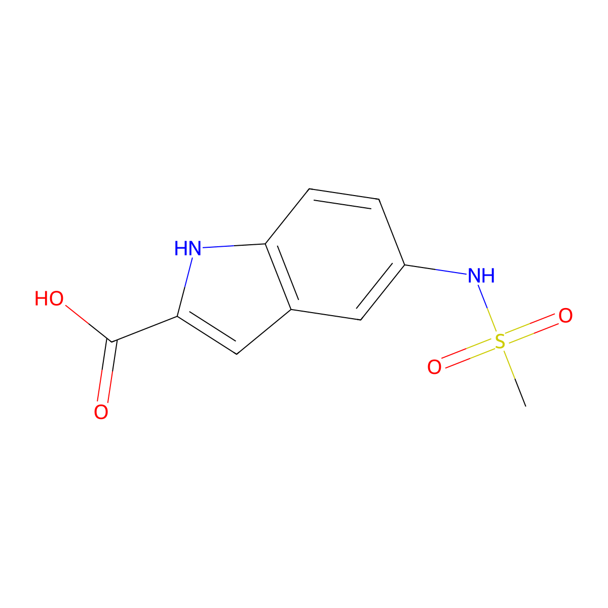 5-Methylsulfonamido-indole-2-carboxylic acid molecular structure, CAS 150975-95-4