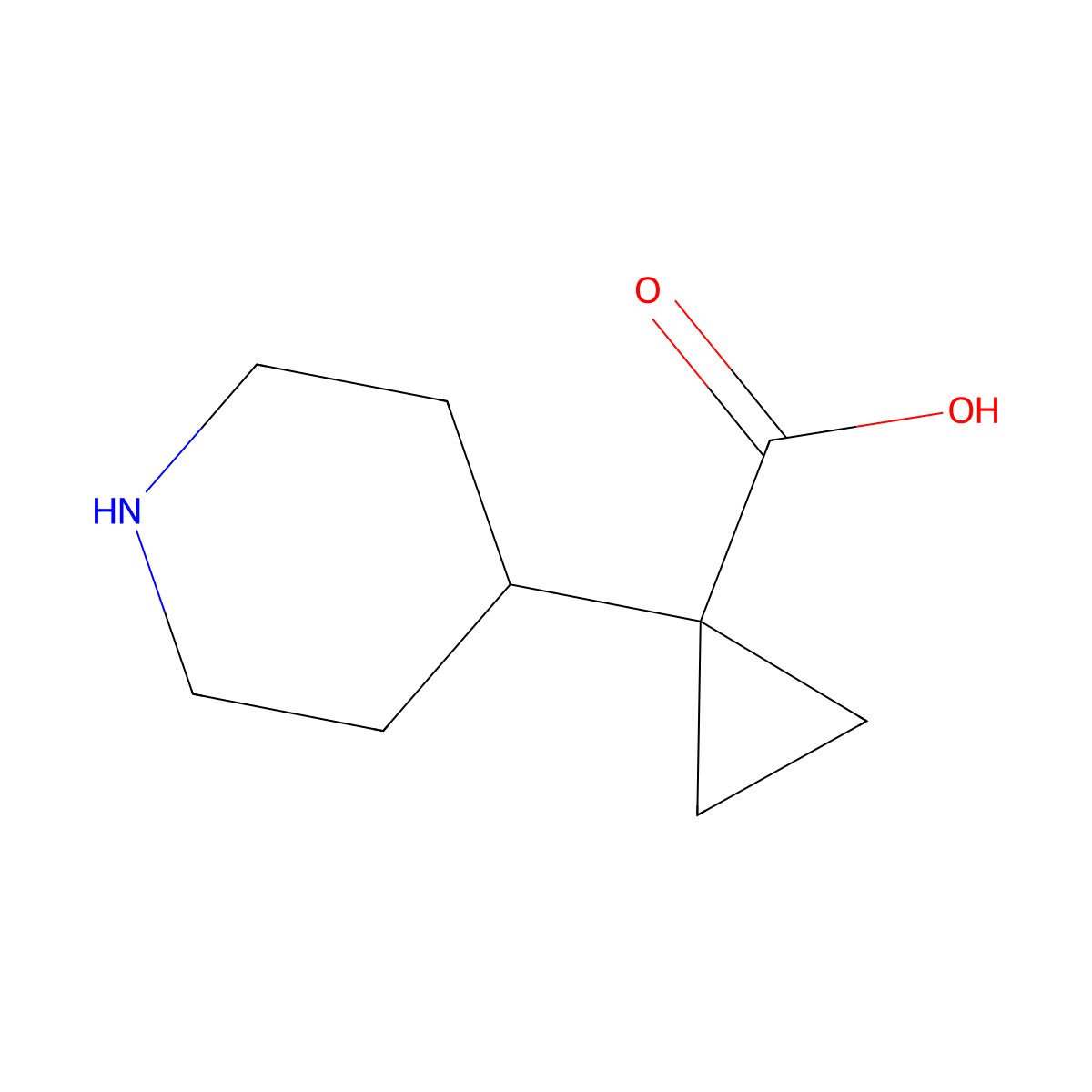 1-(Piperidin-4-YL)cyclopropane-1-carboxylic acid molecular structure, CAS 1509758-74-0