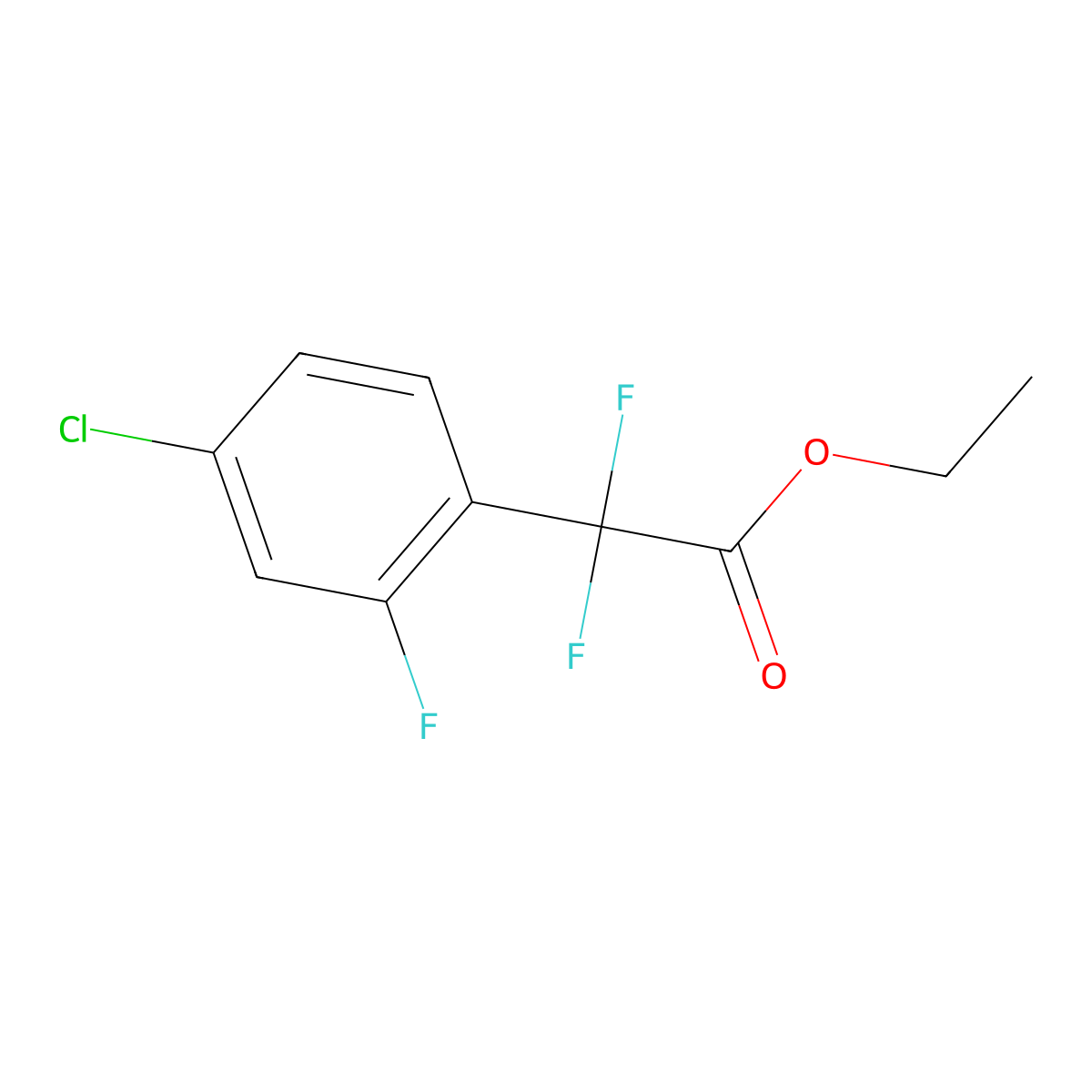 Ethyl 2-(4-chloro-2-fluorophenyl)-2,2-difluoroacetate molecular structure, CAS 1509760-79-5