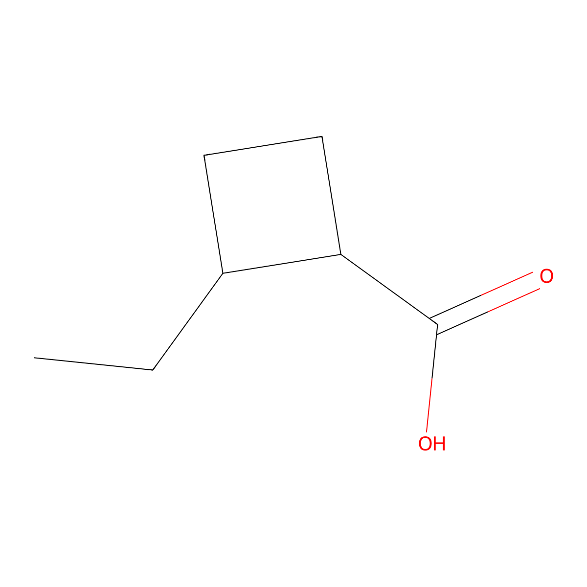 2-Ethylcyclobutane-1-carboxylic acid molecular structure, CAS 1509765-16-5