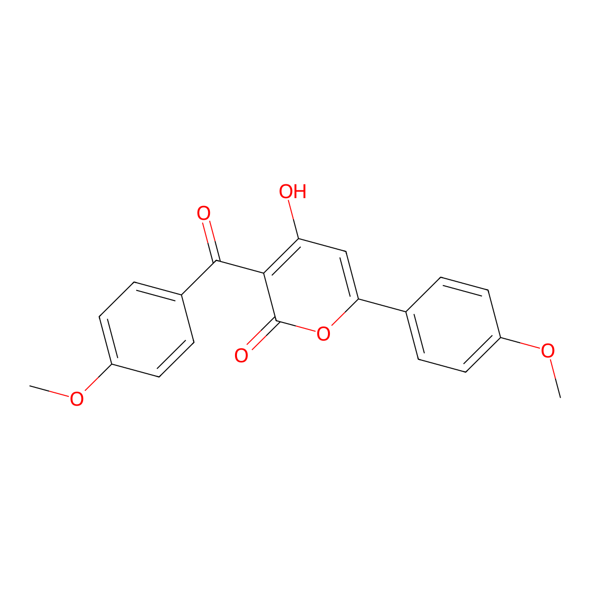 4-hydroxy-3-(4-methoxybenzoyl)-6-(4-methoxyphenyl)-2H-pyran-2-one molecular structure, CAS 15098-20-1