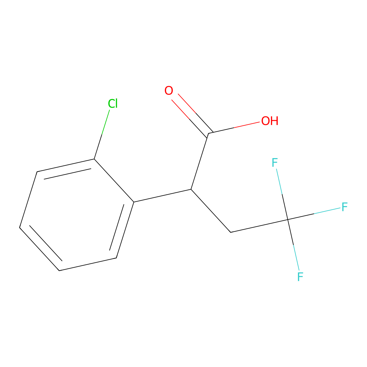 2-(2-Chlorophenyl)-4,4,4-trifluorobutanoic acid molecular structure, CAS 1509806-09-0