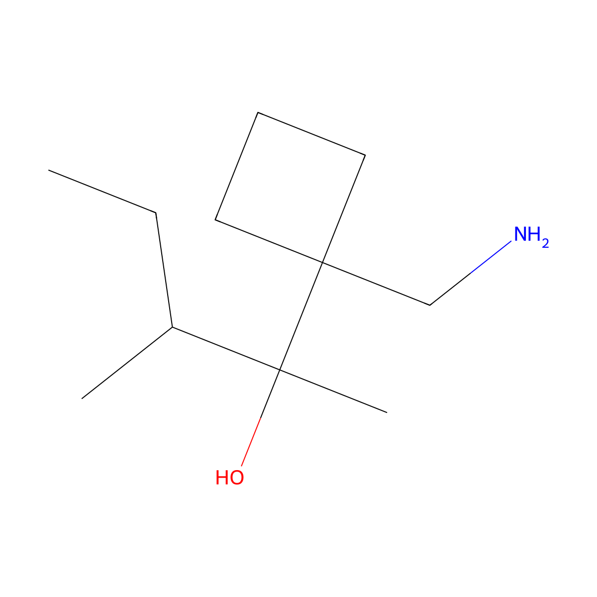 2-(1-(Aminomethyl)cyclobutyl)-3-methylpentan-2-ol molecular structure, CAS 1509836-93-4