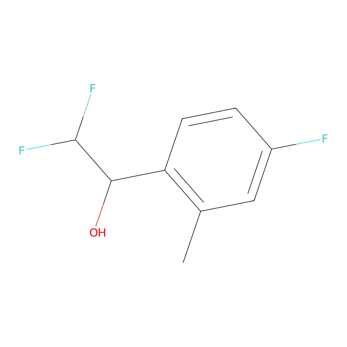2,2-Difluoro-1-(4-fluoro-2-methylphenyl)ethan-1-ol molecular structure, CAS 1509837-62-0