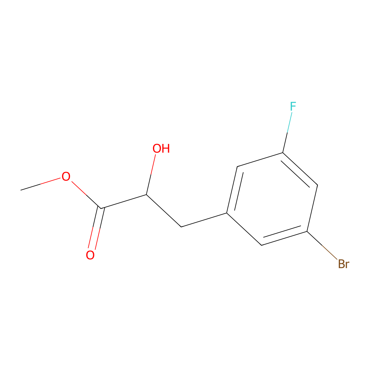 Methyl 3-(3-bromo-5-fluorophenyl)-2-hydroxypropanoate molecular structure, CAS 1509855-68-8