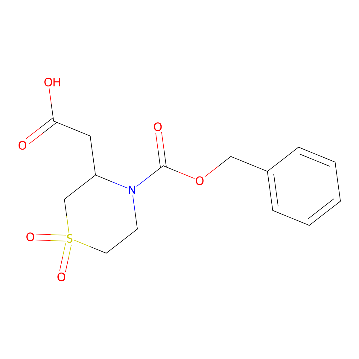 2-{4-[(Benzyloxy)carbonyl]-1,1-dioxo-1lambda6-thiomorpholin-3-yl}acetic acid molecular structure, CAS 1509857-39-9