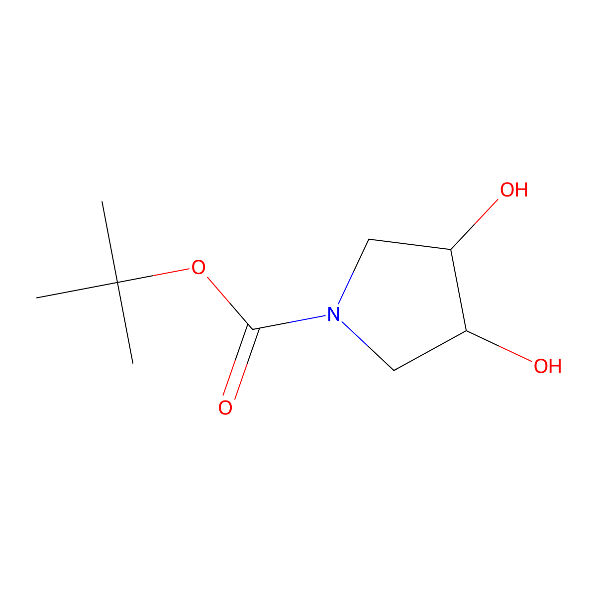 tert-butyl (3R,4R)-3,4-dihydroxypyrrolidine-1-carboxylate molecular structure, CAS 150986-62-2