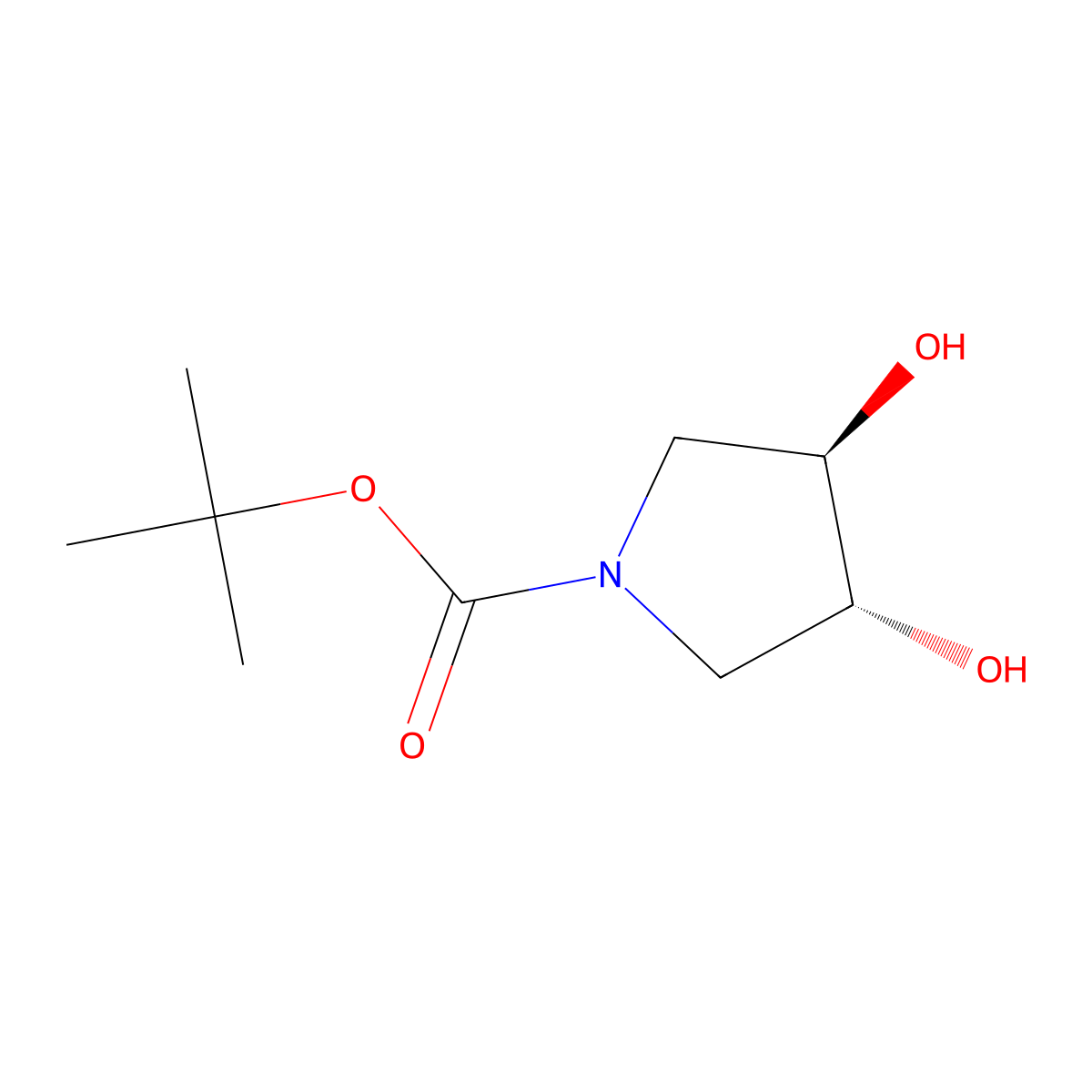 tert-butyl (3R,4R)-3,4-dihydroxypyrrolidine-1-carboxylate molecular structure, CAS 150986-62-2