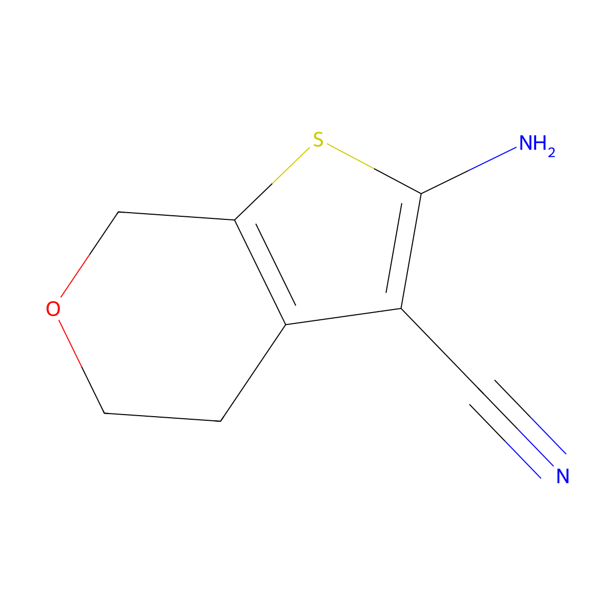 2-Amino-4,7-dihydro-5H-thieno[2,3-c]pyran-3-carbonitrile molecular structure, CAS 150986-82-6