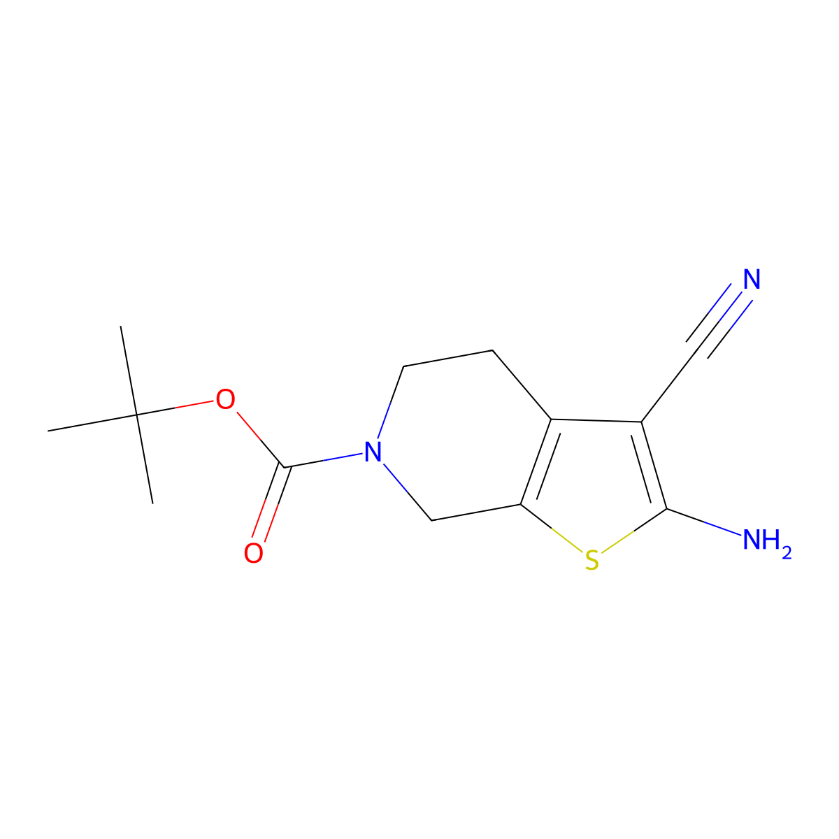 tert-butyl 2-amino-3-cyano-4,7-dihydrothieno[2,3-c]pyridine-6(5H)-carboxylate molecular structure, CAS 150986-83-7