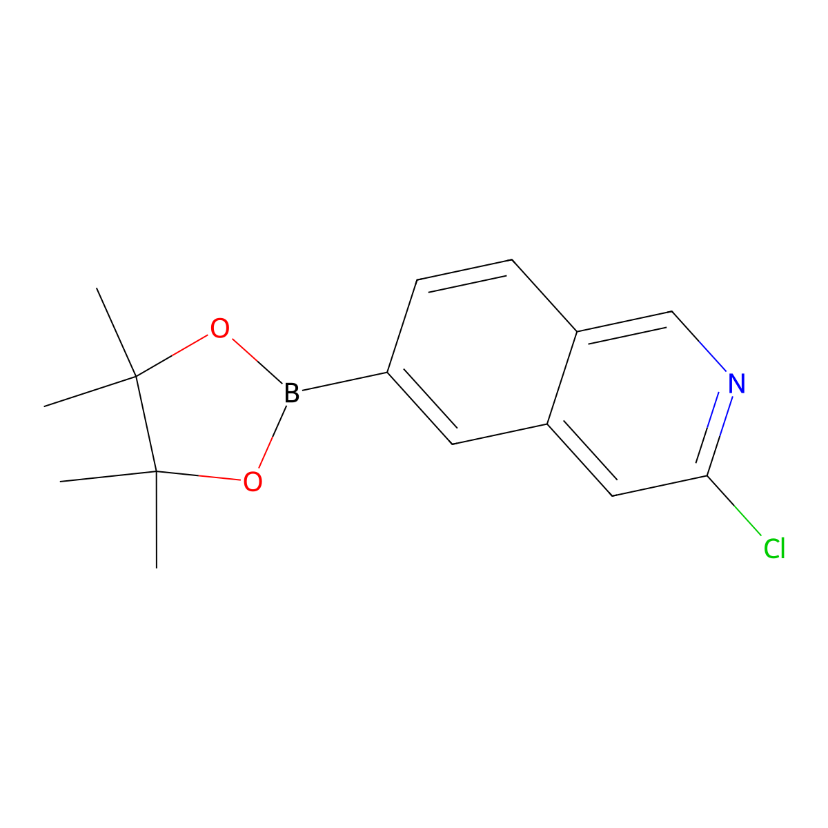3-Chloro-6-(4,4,5,5-tetramethyl-1,3,2-dioxaborolan-2-yl)isoquinoline molecular structure, CAS 1509899-50-6