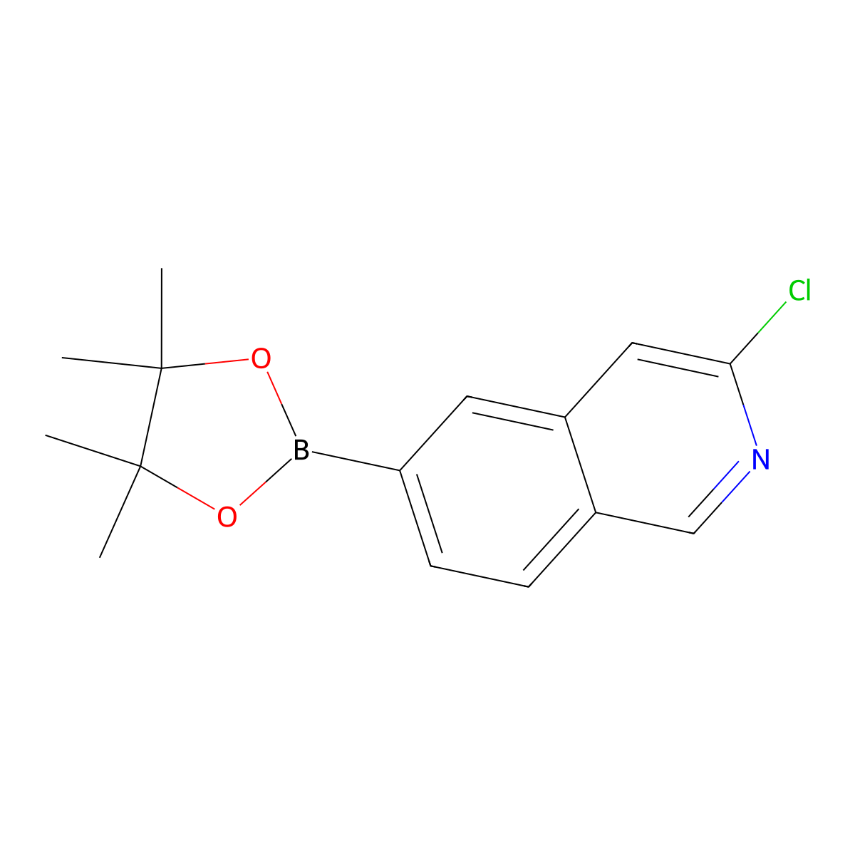 3-Chloro-6-(4,4,5,5-tetramethyl-1,3,2-dioxaborolan-2-yl)isoquinoline molecular structure, CAS 1509899-50-6