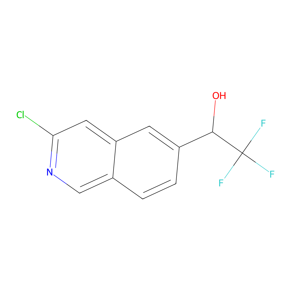1-(3-Chloroisoquinolin-6-yl)-2,2,2-trifluoroethanol molecular structure, CAS 1509899-68-6