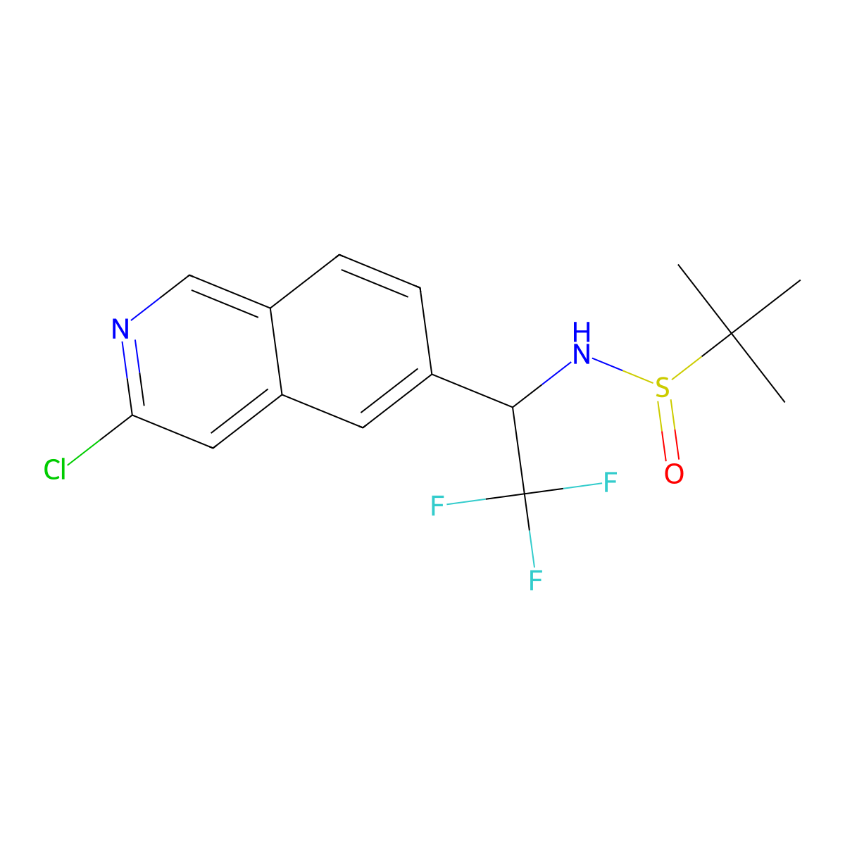 (R)-N-((S)-1-(3-Chloroisoquinolin-6-yl)-2,2,2-trifluoroethyl)-2-methylpropane-2-sulfinamide molecular structure, CAS 1509899-70-0