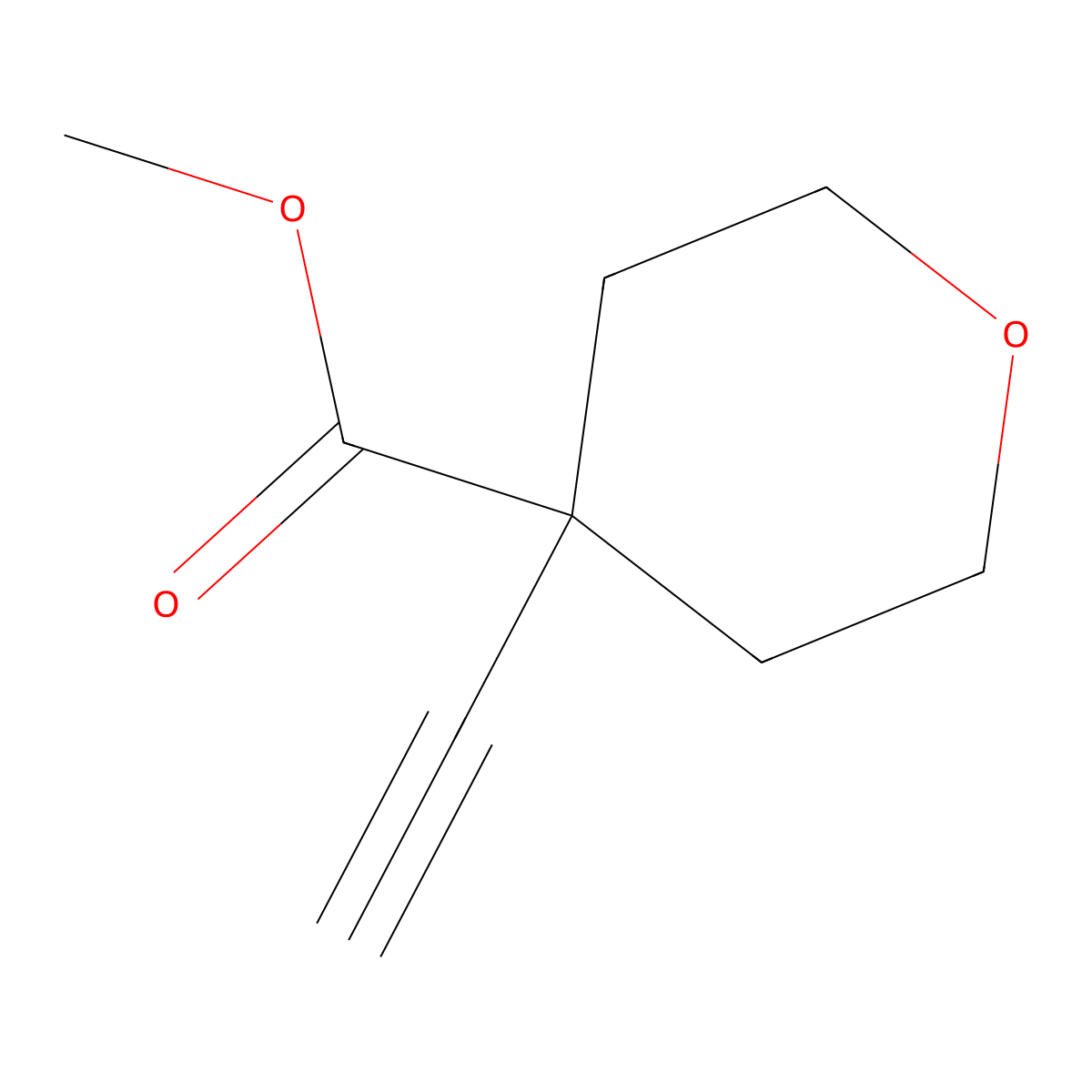Methyl 4-ethynyloxane-4-carboxylate molecular structure, CAS 1509901-08-9