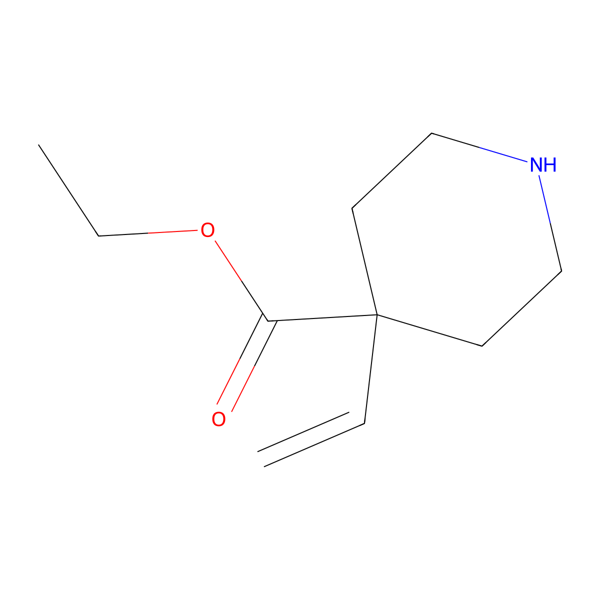 Ethyl 4-vinylpiperidine-4-carboxylate molecular structure, CAS 1509910-91-1