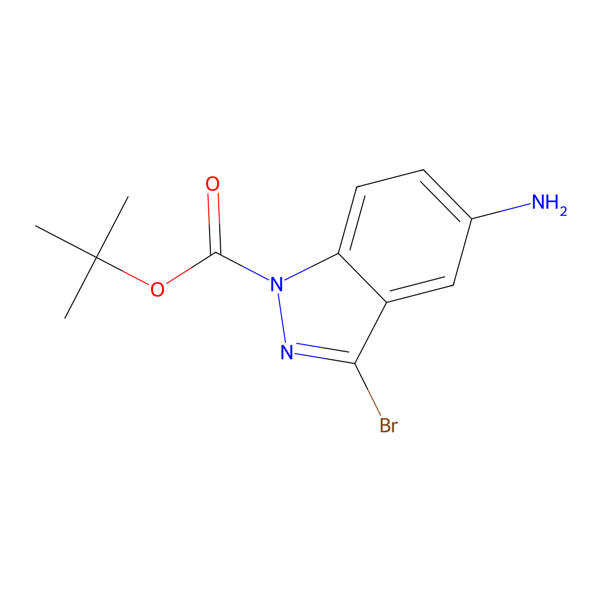 tert-butyl 5-amino-3-bromo-1H-indazole-1-carboxylate molecular structure, CAS 1509924-32-6