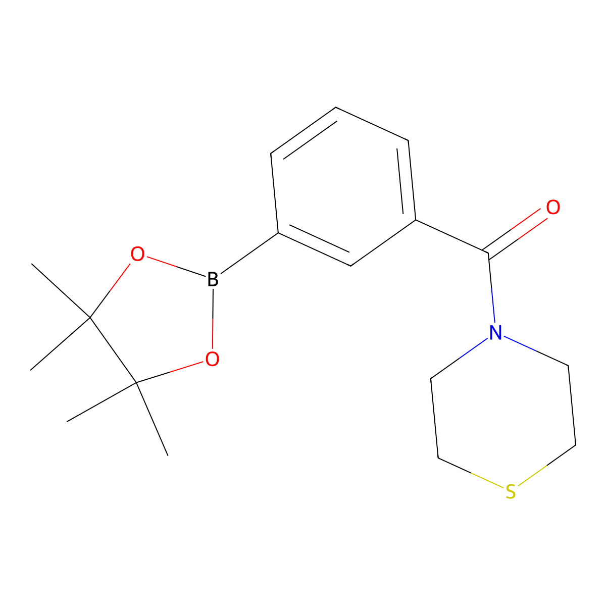 (3-(4,4,5,5-Tetramethyl-1,3,2-dioxaborolan-2-yl)phenyl)(thiomorpholino)methanone molecular structure, CAS 1509931-83-2
