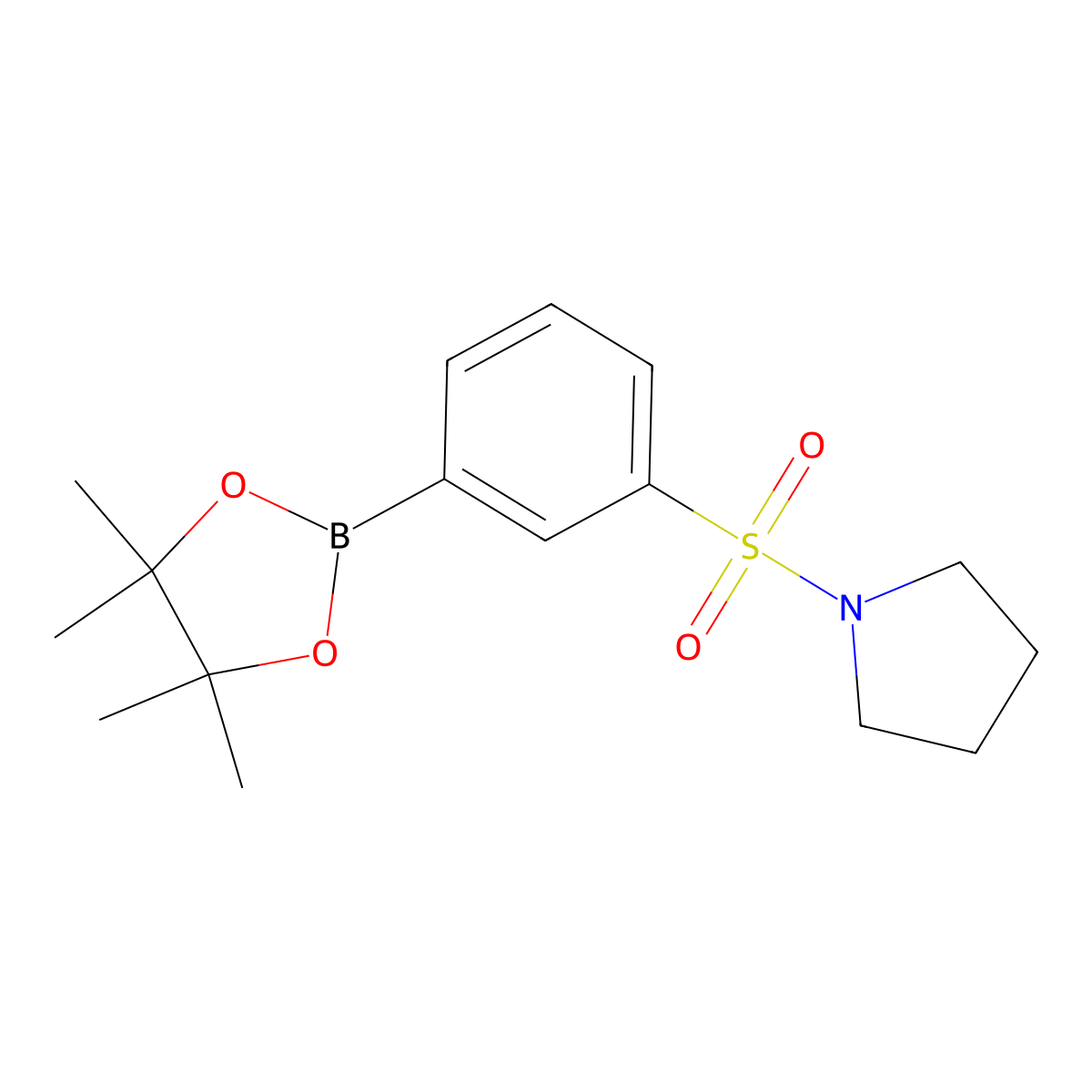 1-((3-(4,4,5,5-Tetramethyl-1,3,2-dioxaborolan-2-yl)phenyl)sulfonyl)pyrrolidine molecular structure, CAS 1509932-05-1