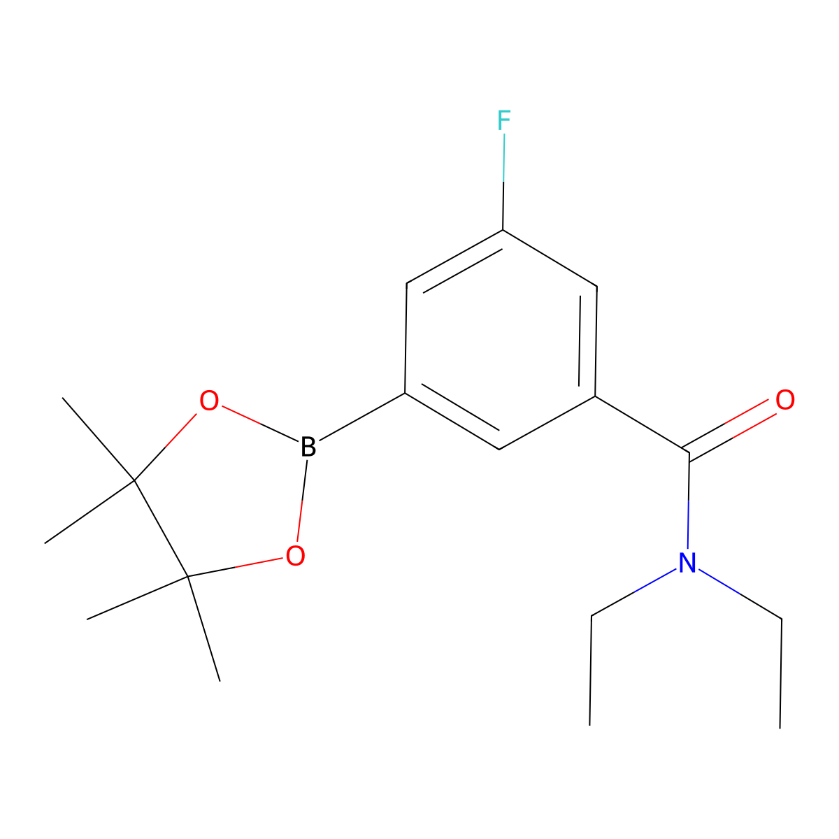 N,N-diethyl-3-fluoro-5-(4,4,5,5-tetramethyl-1,3,2-dioxaborolan-2-yl)benzamide molecular structure, CAS 1509932-18-6