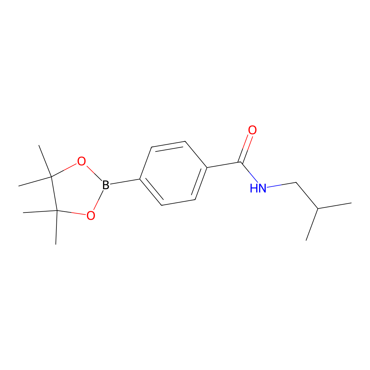 N-(2-methylpropyl)-4-(tetramethyl-1,3,2-dioxaborolan-2-yl)benzamide molecular structure, CAS 1509932-23-3