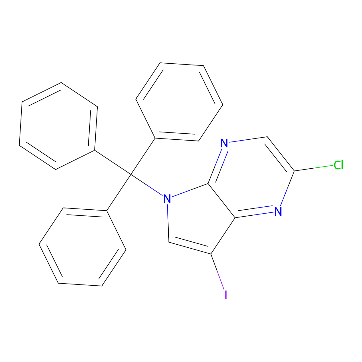 2-chloro-7-iodo-5-(triphenylmethyl)-5H-pyrrolo[2,3-b]pyrazine molecular structure, CAS 1509941-37-0