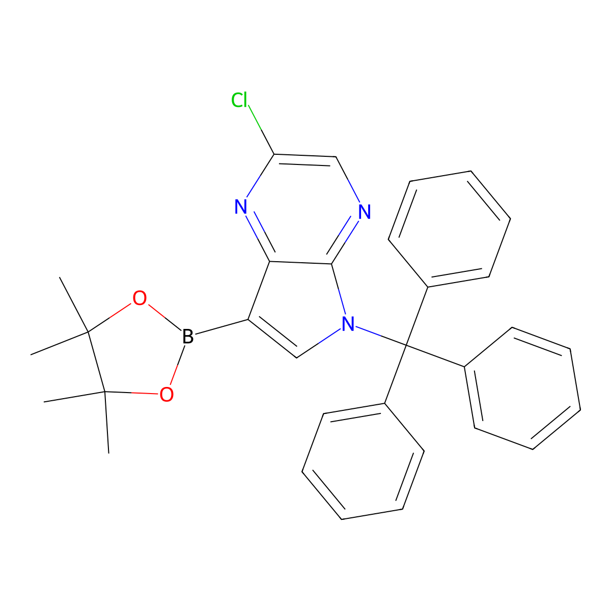 2-Chloro-7-(4,4,5,5-tetramethyl-1,3,2-dioxaborolan-2-yl)-5-trityl-5H-pyrrolo[2,3-b]pyrazine molecular structure, CAS 1509941-38-1