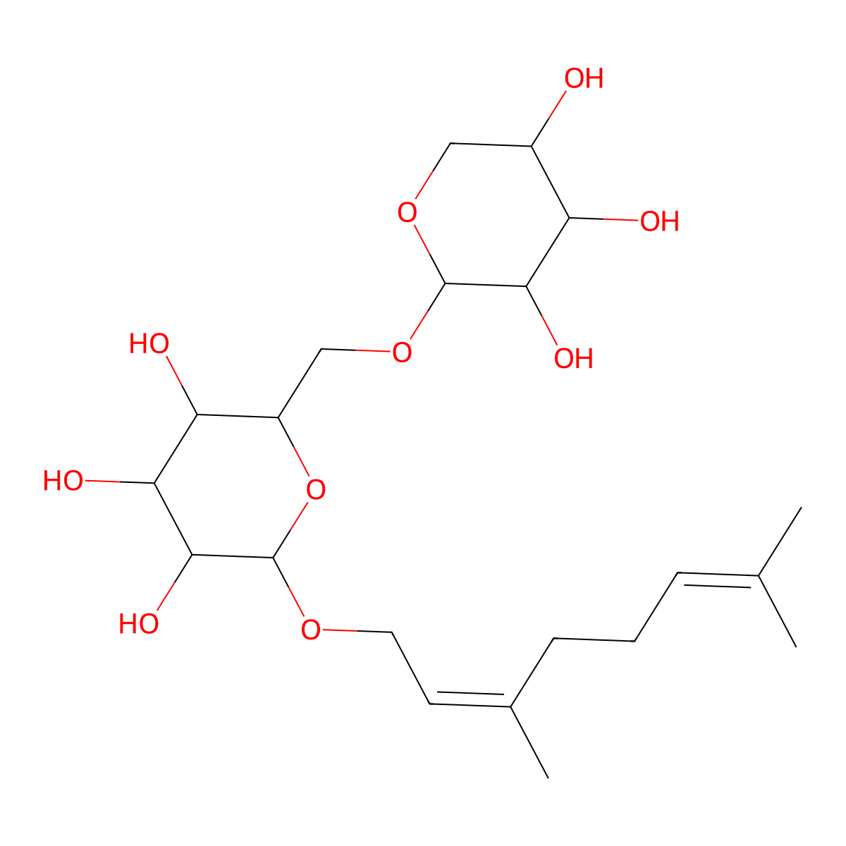 Geranyl beta-primeveroside molecular structure, CAS 150995-11-2