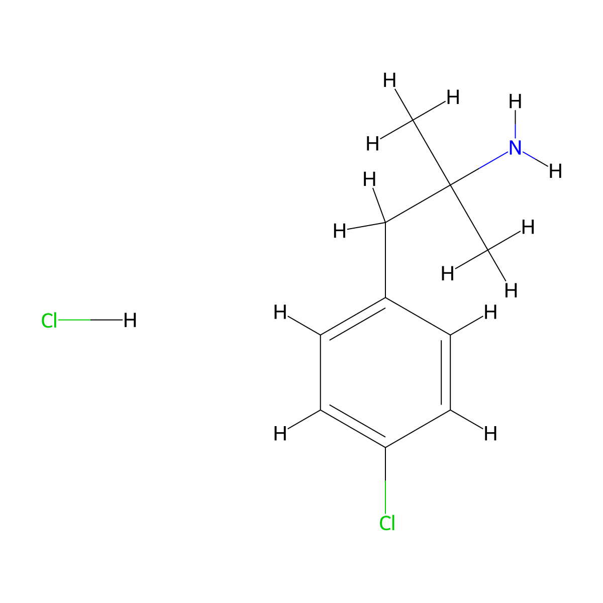 Chlorphentermine Hydrochloride molecular structure, CAS 151-06-4