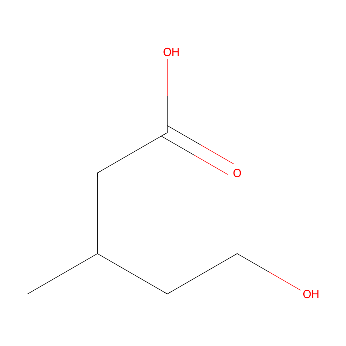 5-Hydroxy-3-methylpentanoic acid molecular structure, CAS 151-11-1