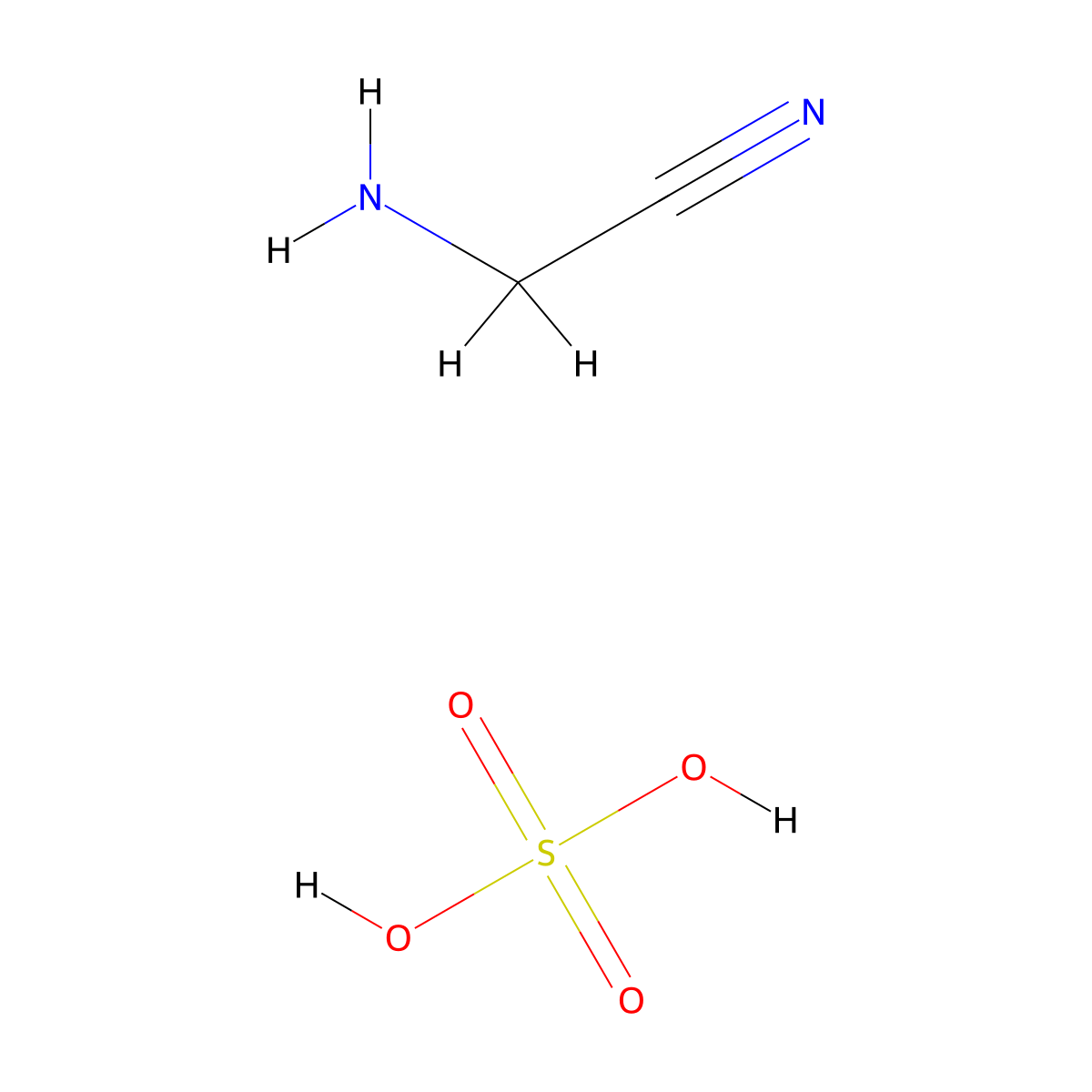 Aminoacetonitrile sulfate (1:1) molecular structure, CAS 151-63-3